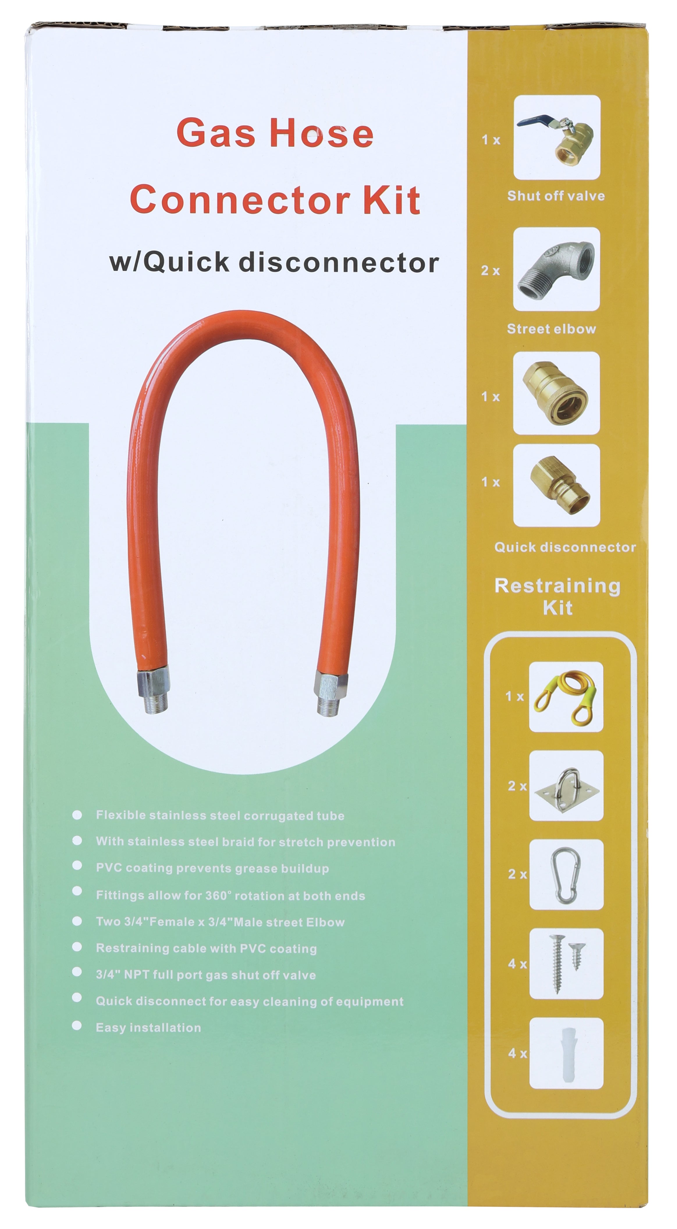 36" Mobile Gas Connector Hose Kit with Quick Disconnector Gas Connector Hose Kit / Assembly Empura