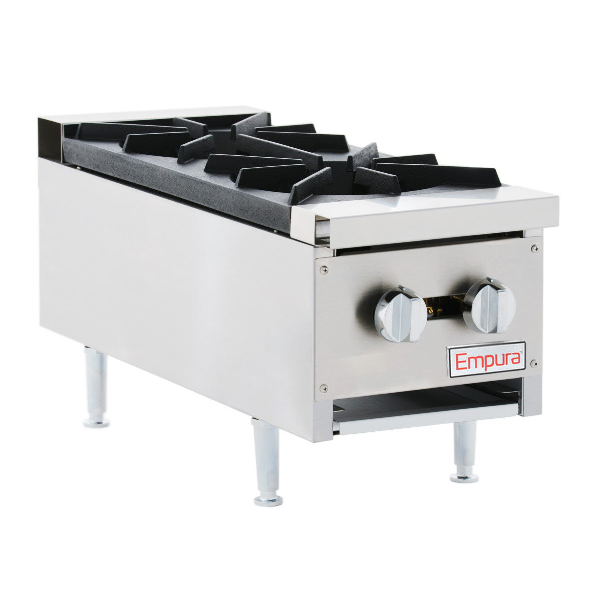 12" 2 Burner Commercial Gas Heavy Duty Countertop Hot Plate - 60,000 BTU