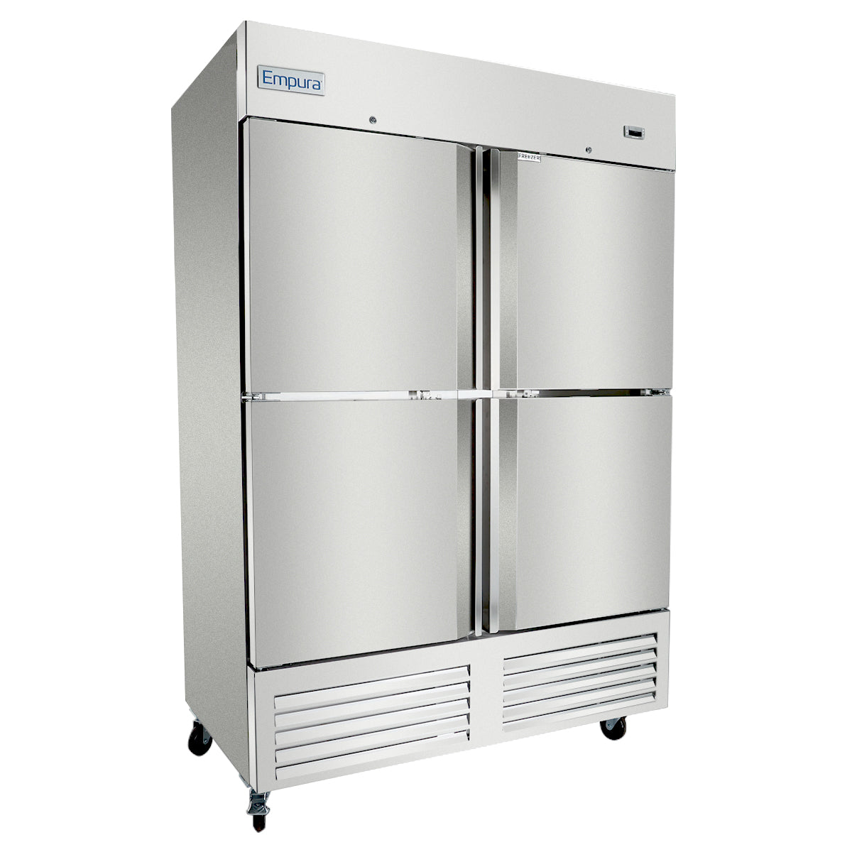 54" Commercial 2 Half Door Stainless Steel Reach-In Freezer