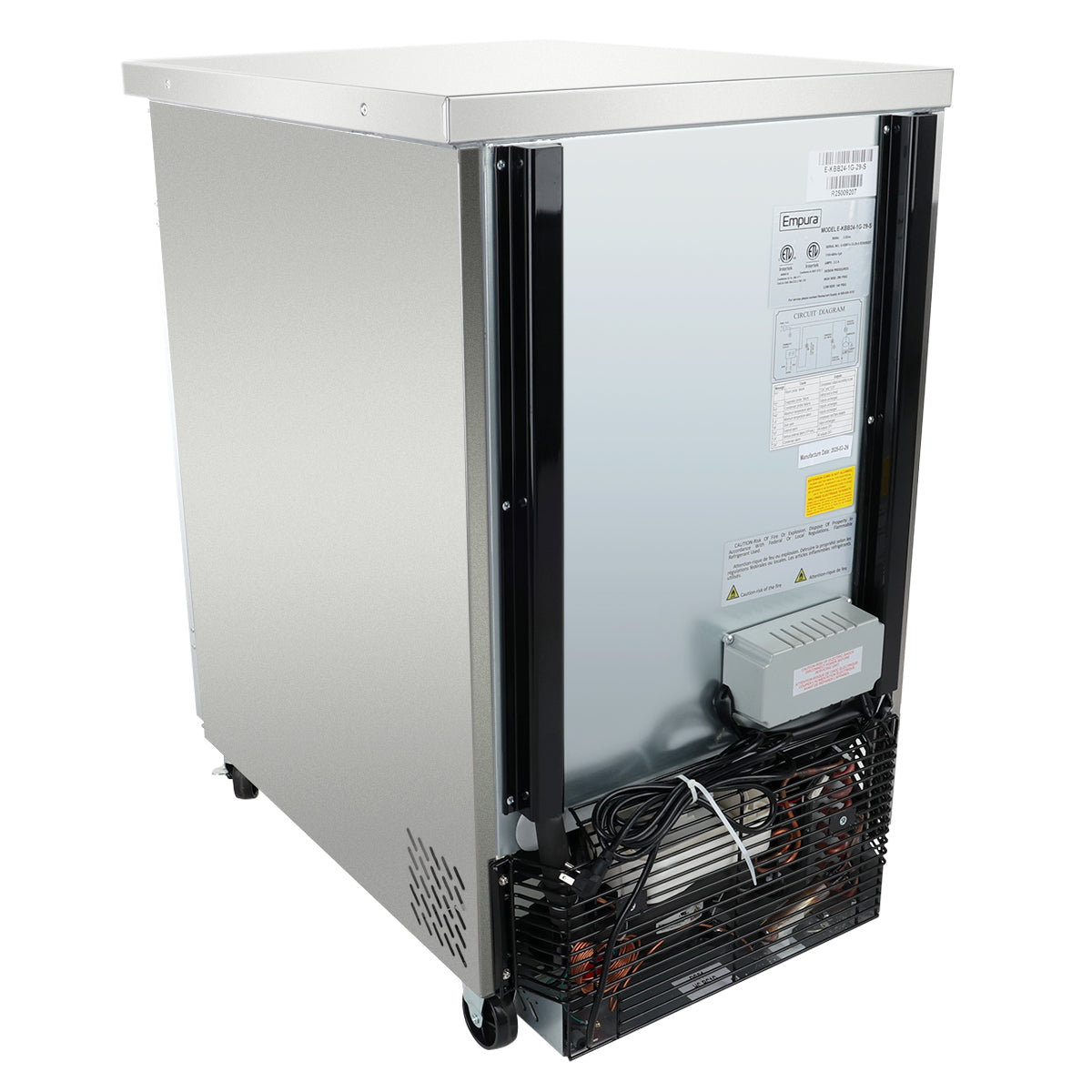 24" x 30" Swing Glass Door Stainless Steel Commercial Back Bar Refrigerator