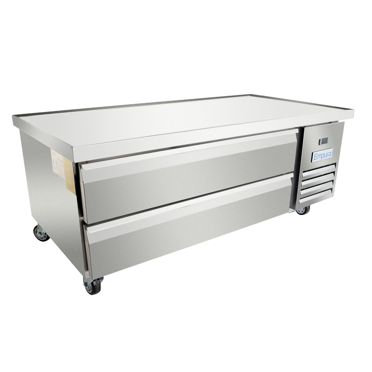 62" 2 Drawer Refrigerated Commercial Chef Base - 6" Depth Pan