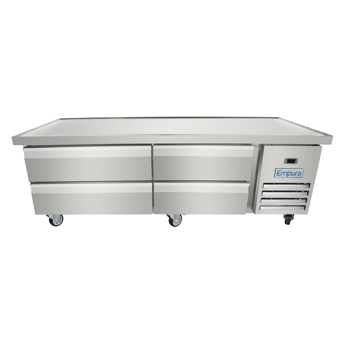 74" 4 Drawer Refrigerated Commercial Chef Base - 6" Depth Pan