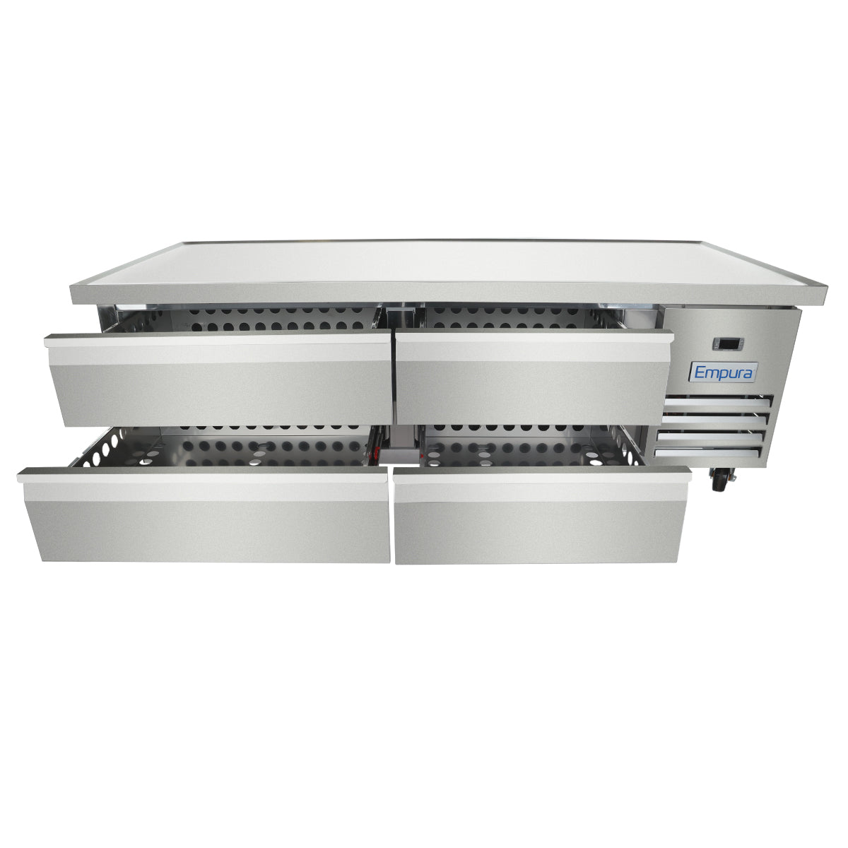 74" 4 Drawer Refrigerated Commercial Chef Base - 6" Depth Pan