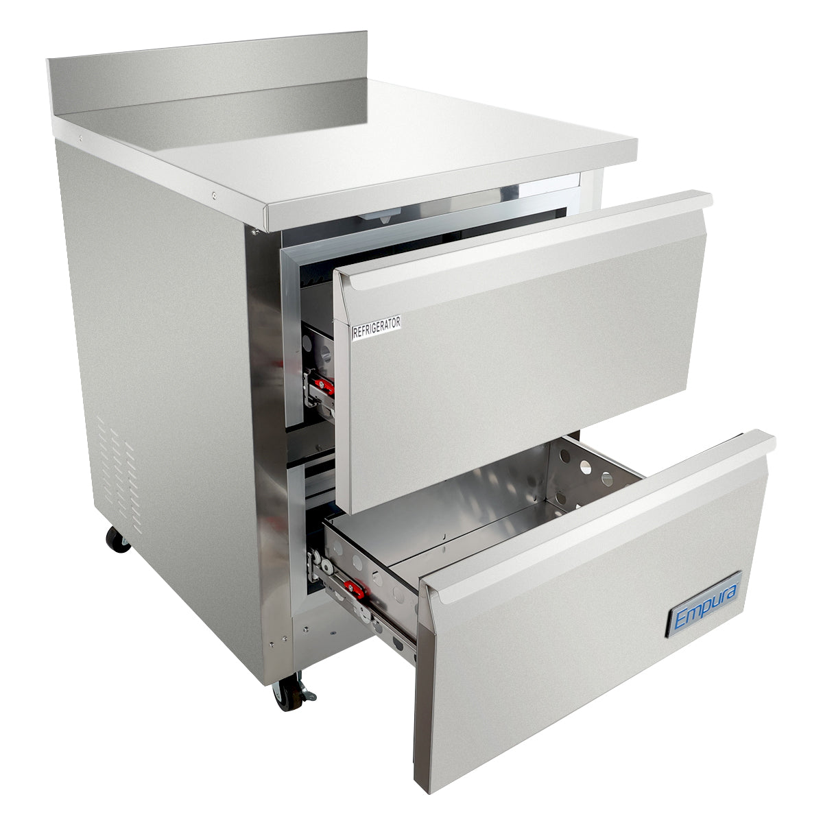 28" Two Drawer Commercial Undercounter Reach-In Refrigerator with Backsplash