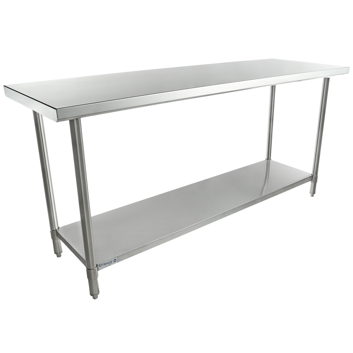 72" x 24" Super Duty Work Table 16 Gauge 304 Stainless Steel with Stainless Steel Legs and Undershelf, NSF Work Table, 63" - 72", Stainless Steel Top Empura