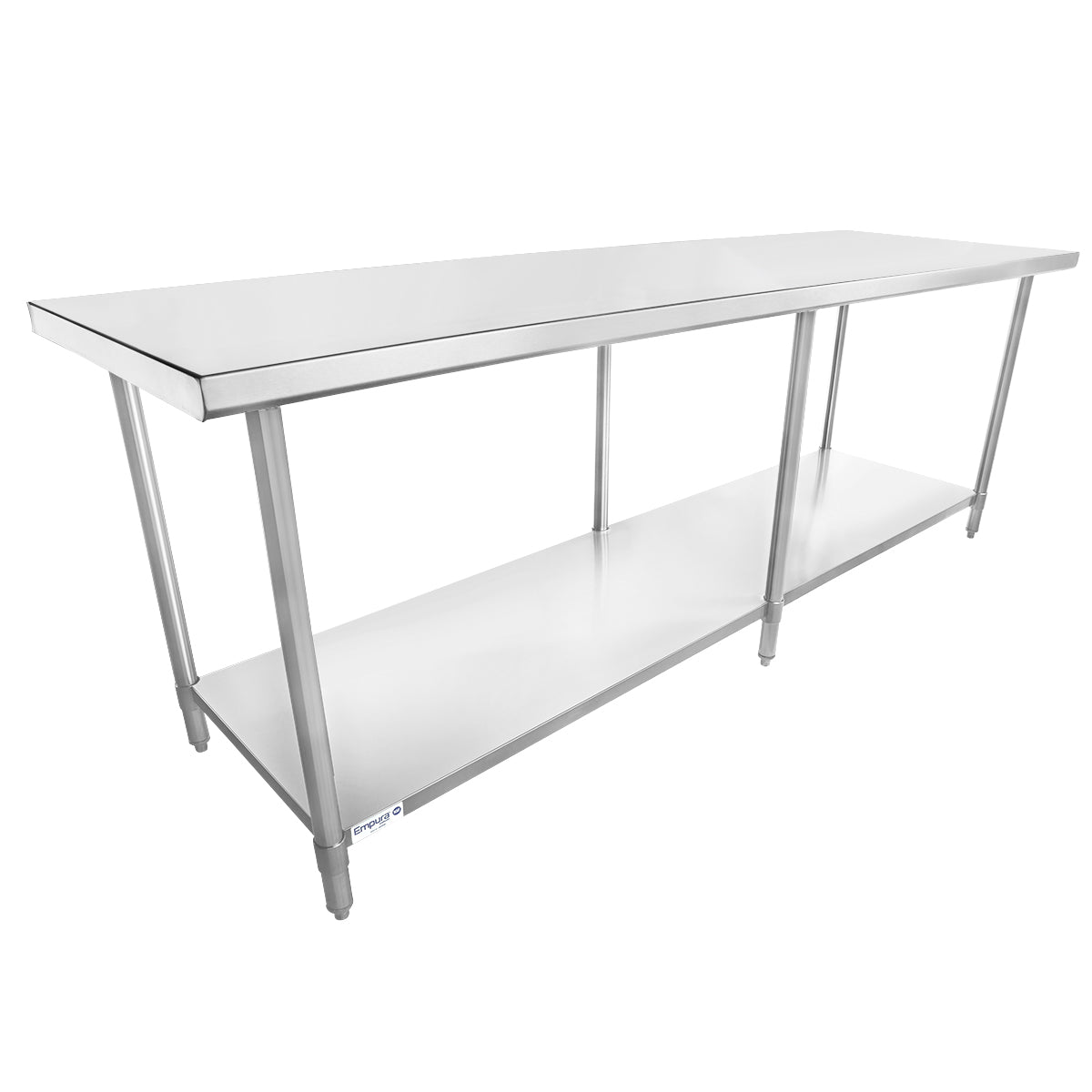 96" x 30" Super Duty Work Table 16 Gauge 304 Stainless Steel with Stainless Steel Legs and Undershelf, NSF Work Table, 85" - 96", Stainless Steel Top Empura