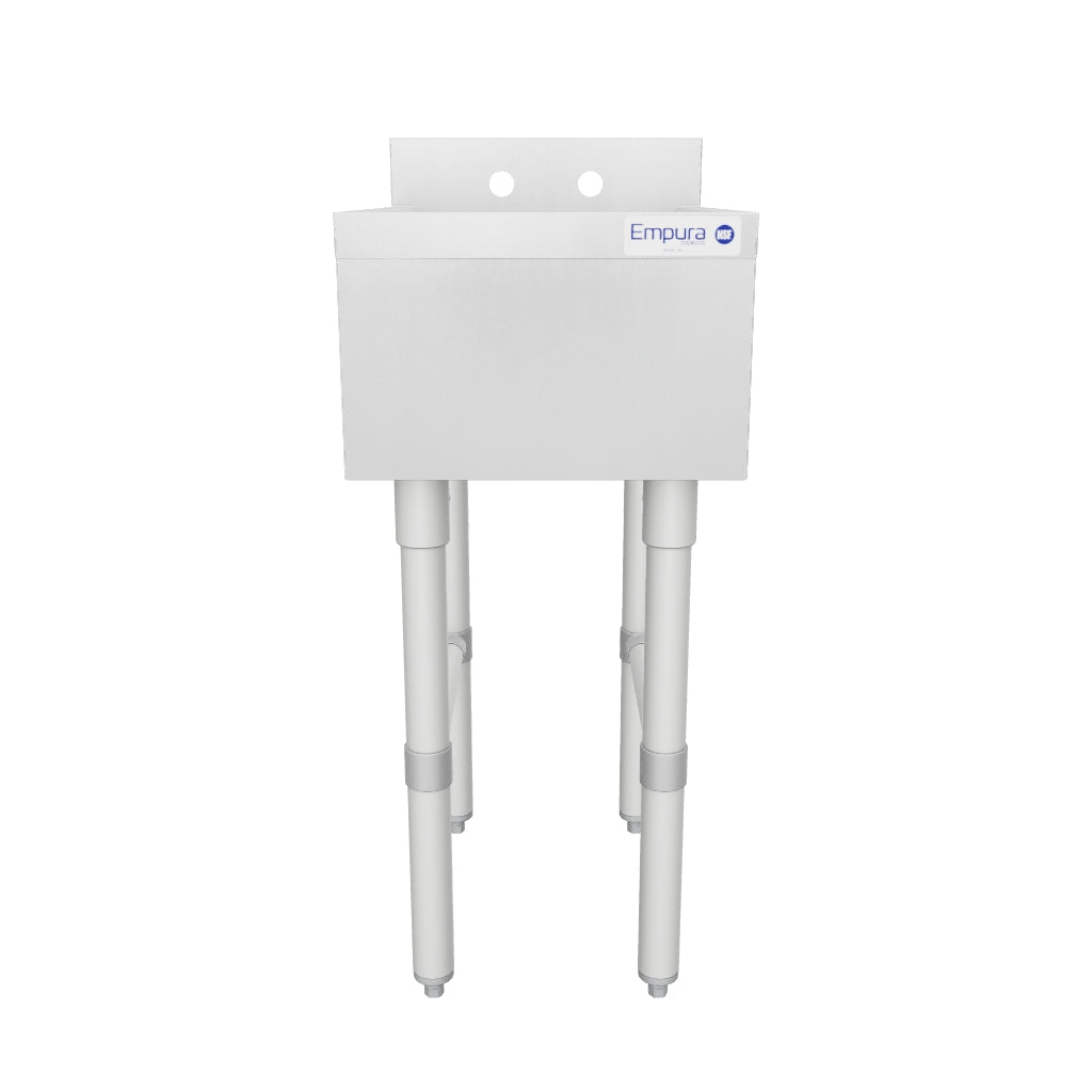 14" 18-Gauge Stainless Steel 1 Compartment Commercial Underbar Sink with Galvanized Legs, without Drainboard - 10" x 14" x 5" Bowl, NSF