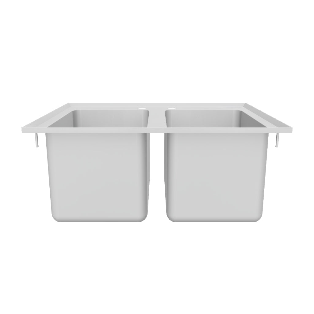 10" x 14" x 10" 16 Gauge Stainless Steel Commercial Two Compartment Drop-In Sink, NSF