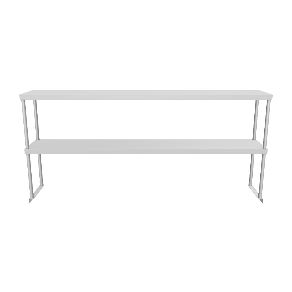 Commercial Double Deck Overshelf, 72" x 12" x 32", 18 Gauge Stainless Steel, Table-Mounted, NSF