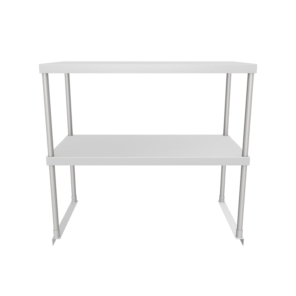 Commercial Double Deck Overshelf, 36" x 18" x 32", 18 Gauge Stainless Steel, Table-Mounted, NSF