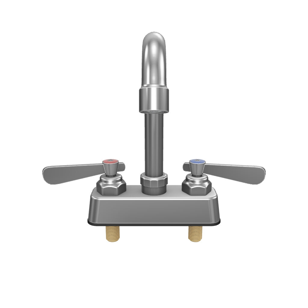 Deck-Mounted Commercial Faucet with 4" Centers and 3 1/2" Swivel Gooseneck Spout, NSF