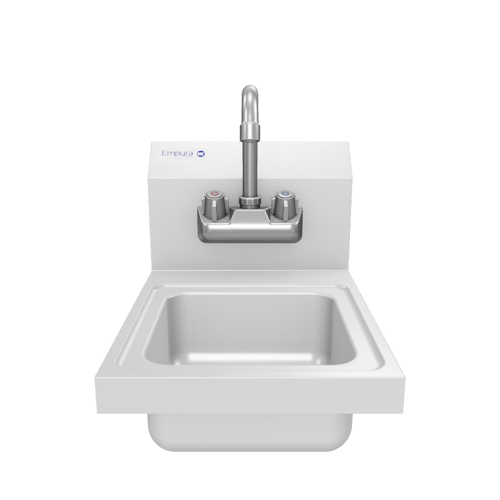 12" Wall Mounted Commercial 20 Gauge Stainless Hand Sink with Gooseneck Faucet, NSF