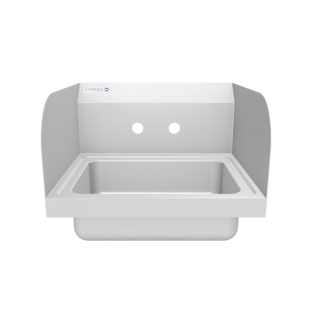 17" Wall Mounted Commercial 20 Gauge Stainless Hand Sink with Gooseneck Faucet and Side Splashes, NSF