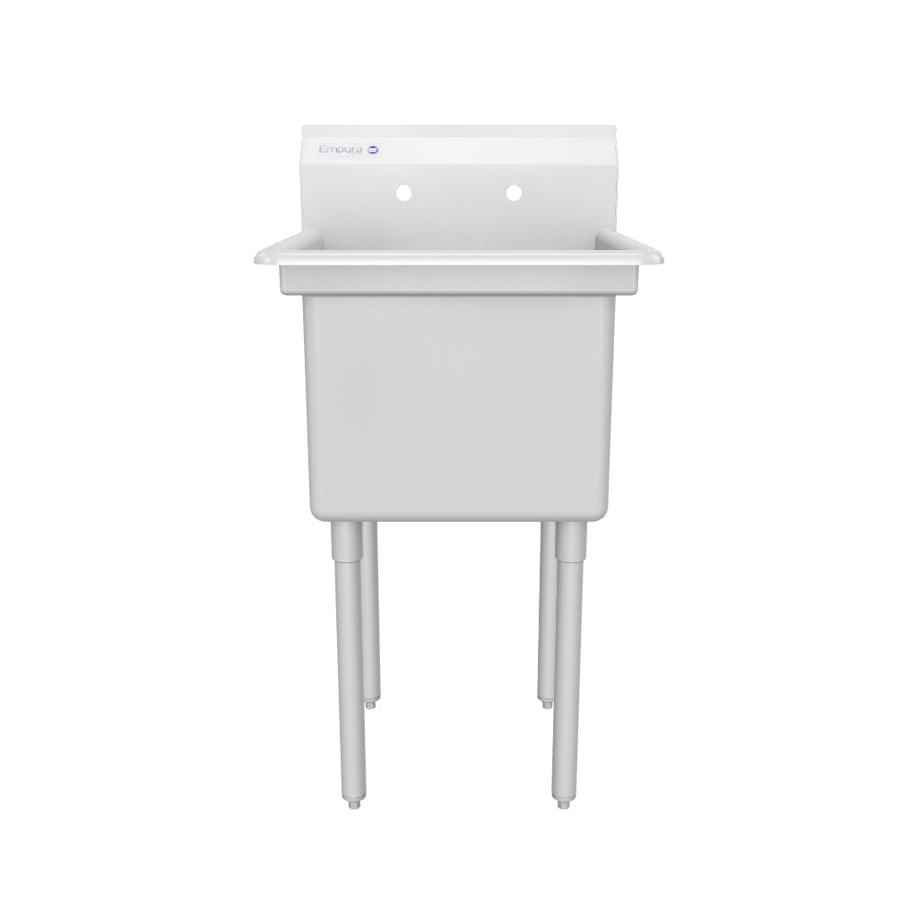 23.25" 18 Gauge Stainless Steel One Compartment Standard Duty Sink with Galvanized Legs, without Drainboard - 18" x 14" x 18" Bowl, NSF