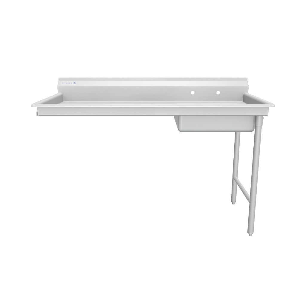 72" Soiled Undercounter Dish Table with Left Drainboard - 16 Gauge Stainless Steel, NSF