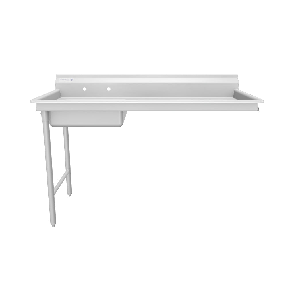 72" Soiled Undercounter Dish Table with Right Drainboard - 16 Gauge Stainless Steel, NSF