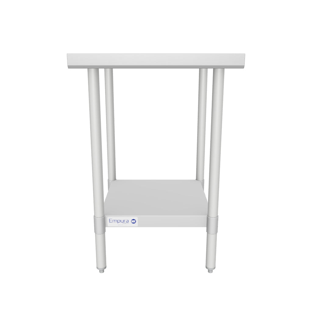 24" x 24" Economy Duty Work Table 18 Gauge 430 Stainless Steel with Galvanized Legs and Undershelf, NSF