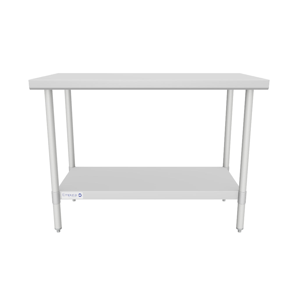 48" x 24" Economy Duty Work Table 18 Gauge 430 Stainless Steel with Galvanized Legs and Undershelf, NSF