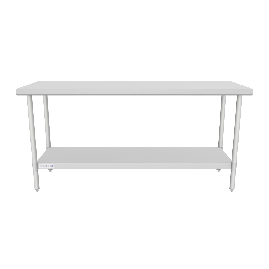 72" x 24" Economy Duty Work Table 18 Gauge 430 Stainless Steel with Galvanized Legs and Undershelf, NSF