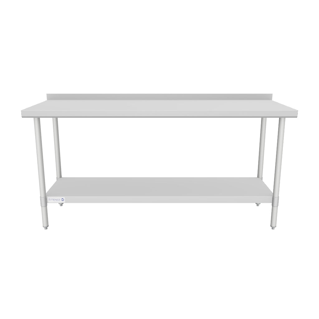 72" x 24" Economy Duty Work Table 18 Gauge 430 Stainless Steel with 2" Backsplash Galvanized Legs and Undershelf, NSF