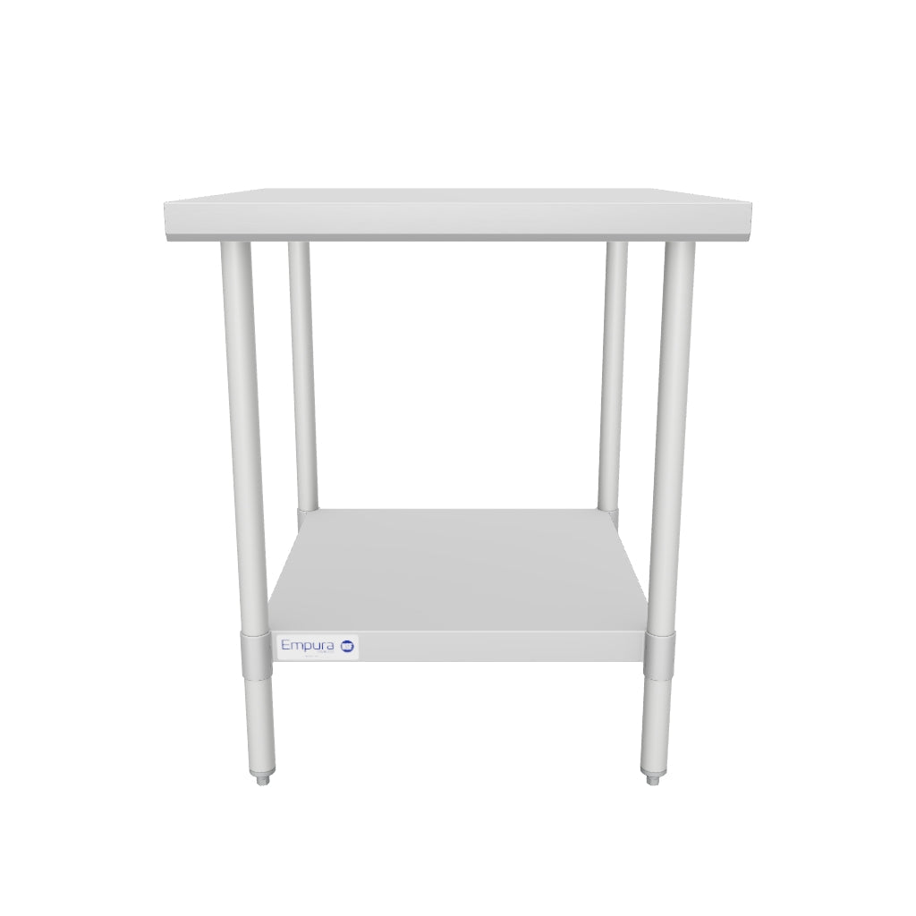 30" x 30" Economy Duty Work Table 18 Gauge 430 Stainless Steel with Galvanized Legs and Undershelf, NSF