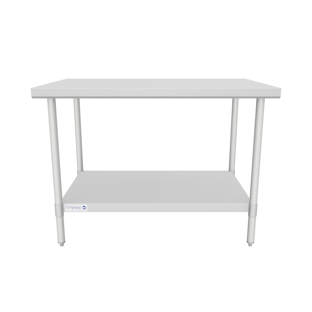 48" x 30" Economy Duty Work Table 18 Gauge 430 Stainless Steel with Galvanized Legs and Undershelf, NSF