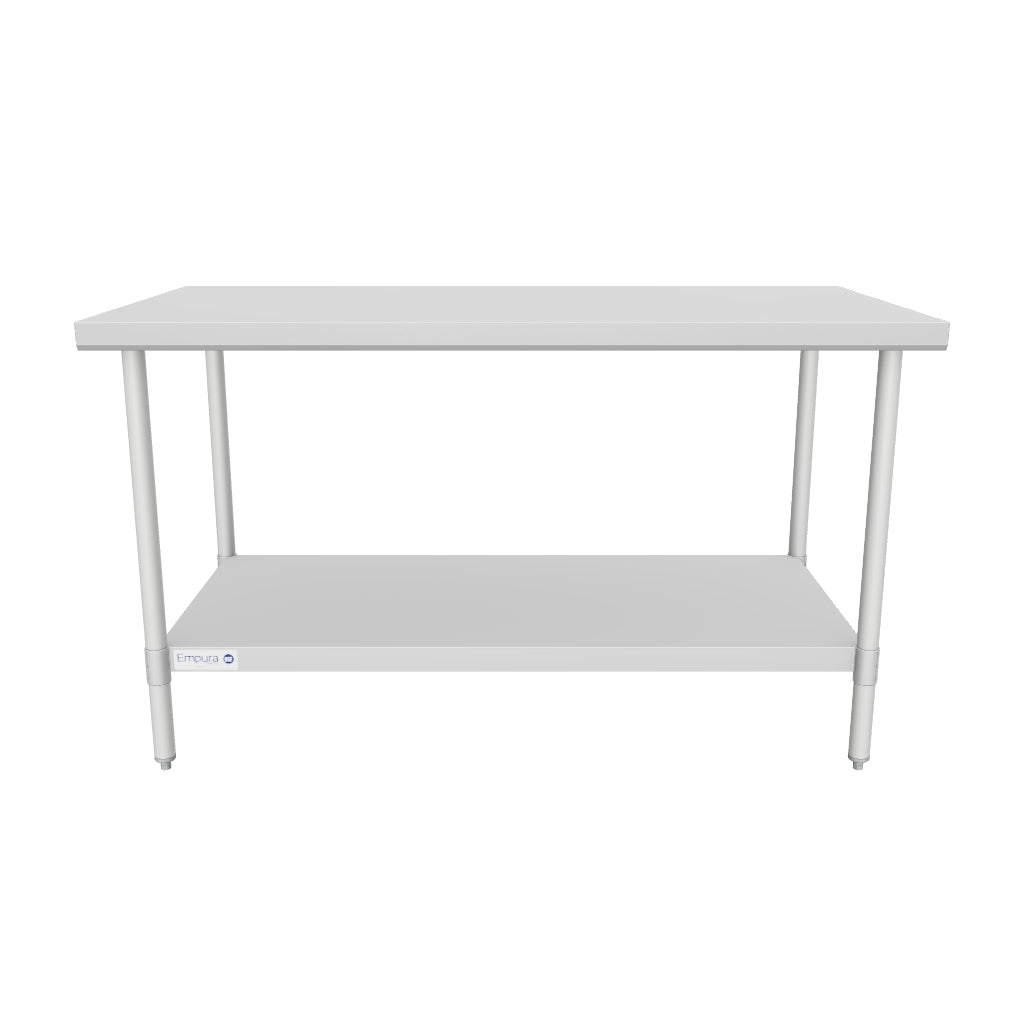 60" x 30" Economy Duty Work Table 18 Gauge 430 Stainless Steel with Galvanized Legs and Undershelf, NSF
