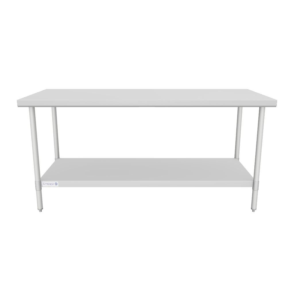 72" x 30" Economy Duty Work Table 18 Gauge 430 Stainless Steel with Galvanized Legs and Undershelf, NSF