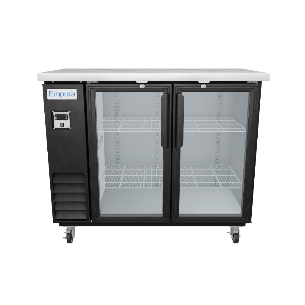 49" x 24" Swing Glass Door Powder Coated Black Stainless Steel Commercial Back Bar Refrigerator