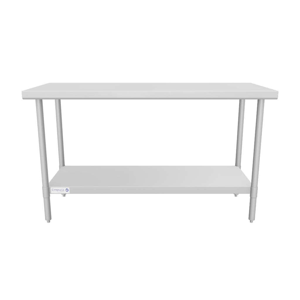 60" x 24" Super Duty Work Table 16 Gauge 304 Stainless Steel with Stainless Steel Legs and Undershelf, NSF