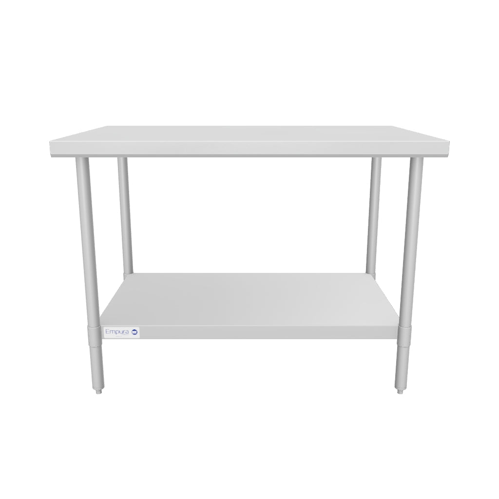 48" x 30" Super Duty Work Table 16 Gauge 304 Stainless Steel with Stainless Steel Legs and Undershelf, NSF
