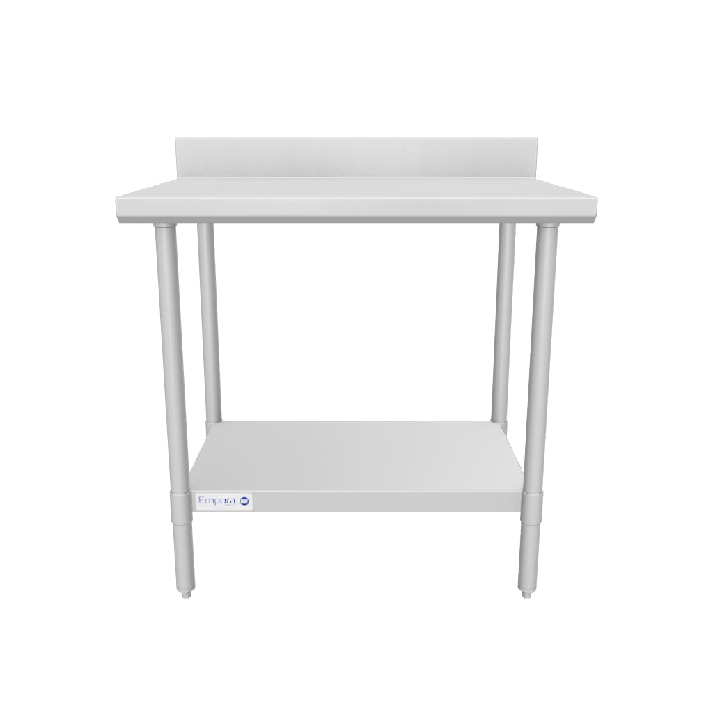 36" x 24" Super Duty Work Table 16 Gauge Stainless Steel with 4" Backsplash and 18 Gauge Stainless Steel Undershelf, NSF