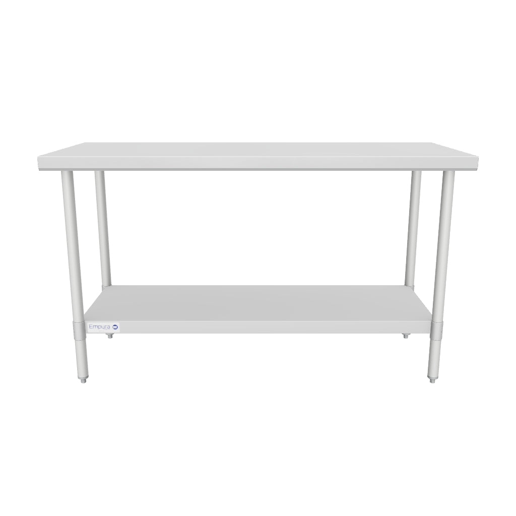 60" x 24" Standard Duty Work Table 18 Gauge 304 Stainless Steel with Galvanized Legs and Undershelf, NSF
