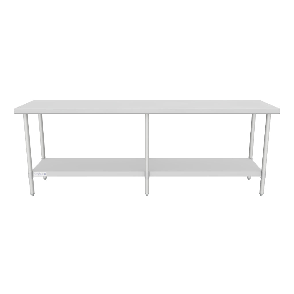 96" x 24" Standard Duty Work Table 18 Gauge 304 Stainless Steel with Galvanized Legs and Undershelf, NSF