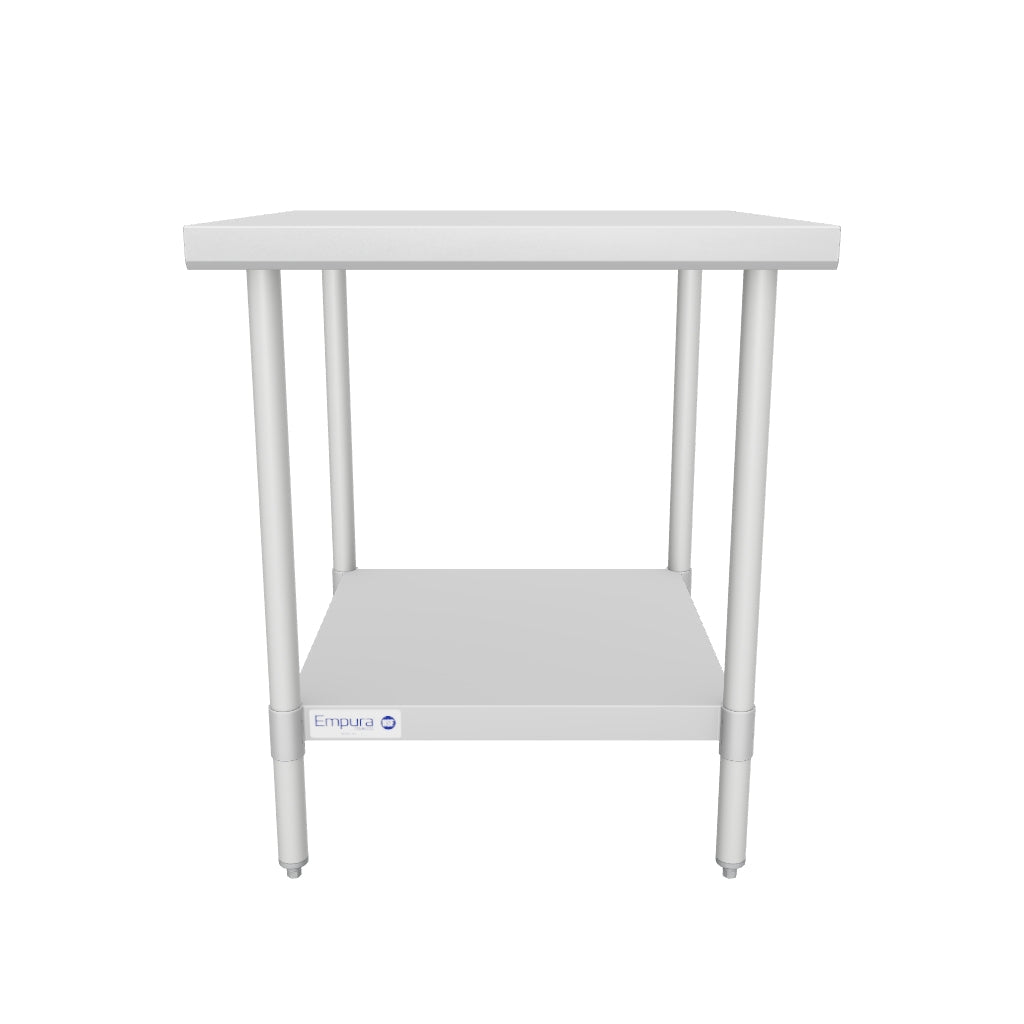 30" x 30" Standard Duty Work Table 18 Gauge 304 Stainless Steel with Galvanized Legs and Undershelf, NSF