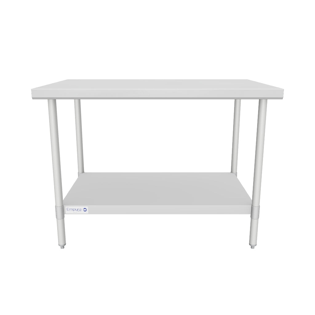 48" x 30" Standard Duty Work Table 18 Gauge 304 Stainless Steel with Galvanized Legs and Undershelf, NSF