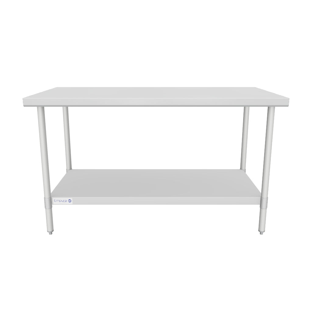 60" x 30" Standard Duty Work Table 18 Gauge 304 Stainless Steel with Galvanized Legs and Undershelf, NSF