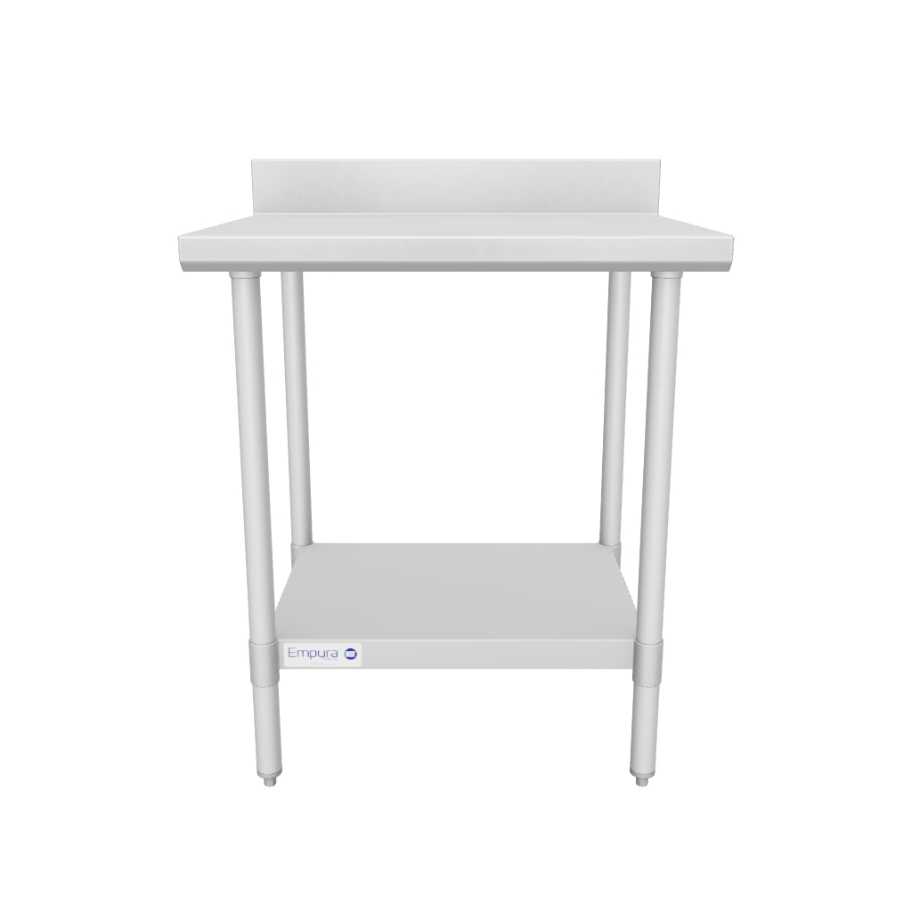 30" x 24" Standard Duty Work Table 18 Gauge Stainless Steel with 4" Backsplash and Galvanized Undershelf, NSF