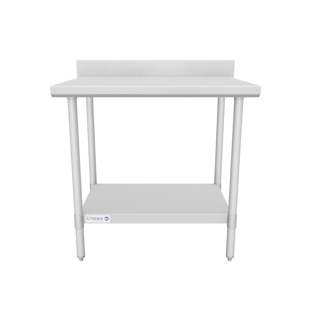 36" x 24" Standard Duty Work Table 18 Gauge Stainless Steel with 4" Backsplash and Galvanized Undershelf, NSF