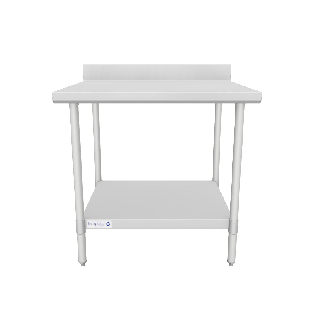 36" x 30" Standard Duty Work Table 18 Gauge Stainless Steel with 4" Backsplash and Galvanized Undershelf, NSF