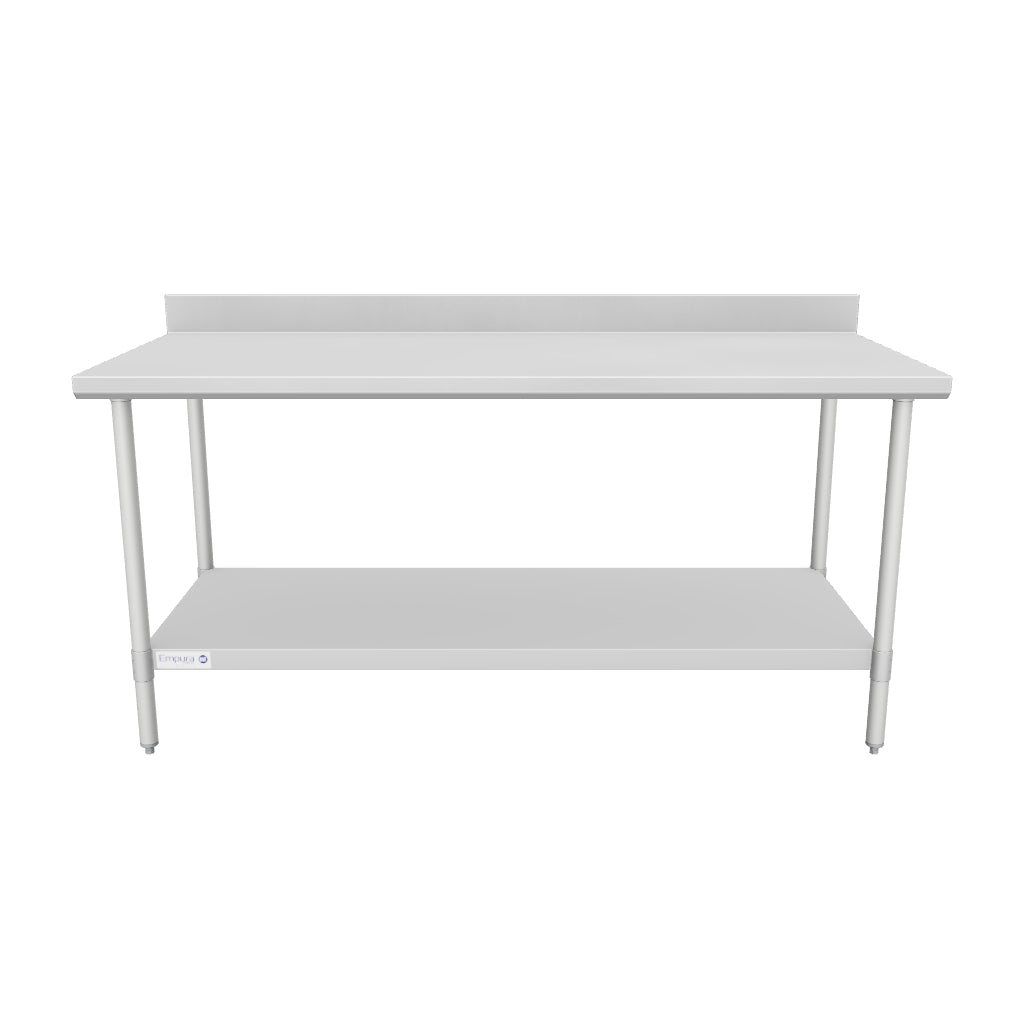 72" x 30" Standard Duty Work Table 18 Gauge Stainless Steel with 4" Backsplash and Galvanized Undershelf, NSF