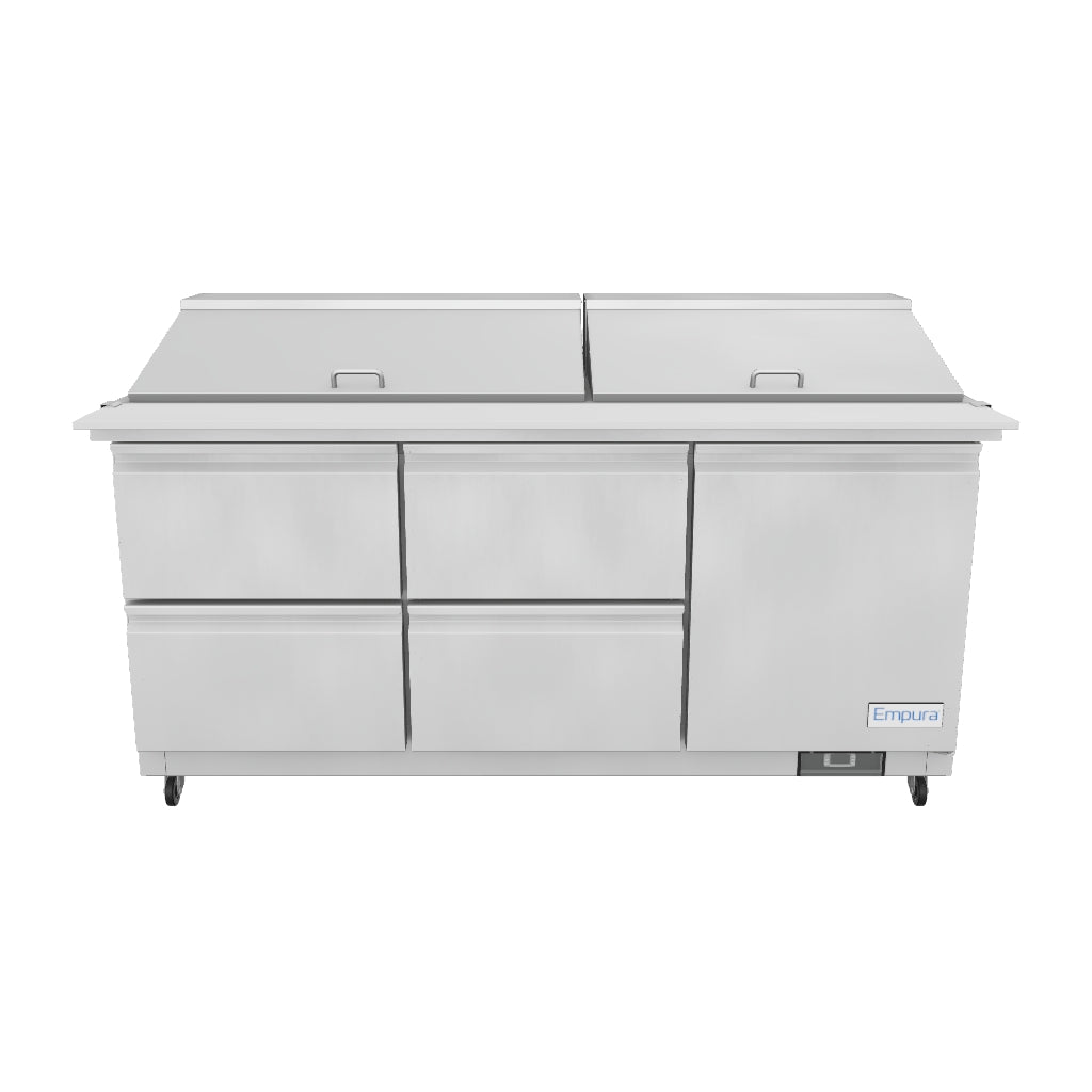 E-KSP72M-D4 Refrigerated Sandwich and Salad Mega Top Prep Table With Drawers 3D View