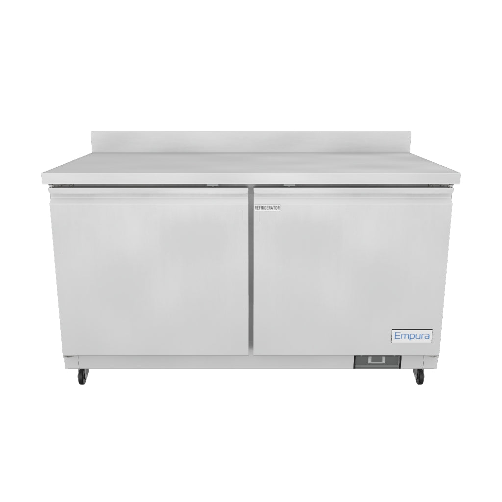61" Two Door Commercial Work Top Undercounter Refrigerator