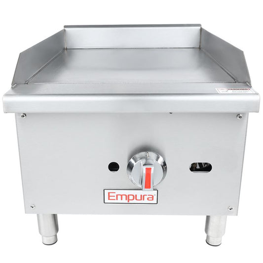 Empura EGG-16ST 16" Wide Countertop 1-Burner Stainless Steel Heavy Duty Thermostat Controlled Gas Griddle, 30,000 BTU