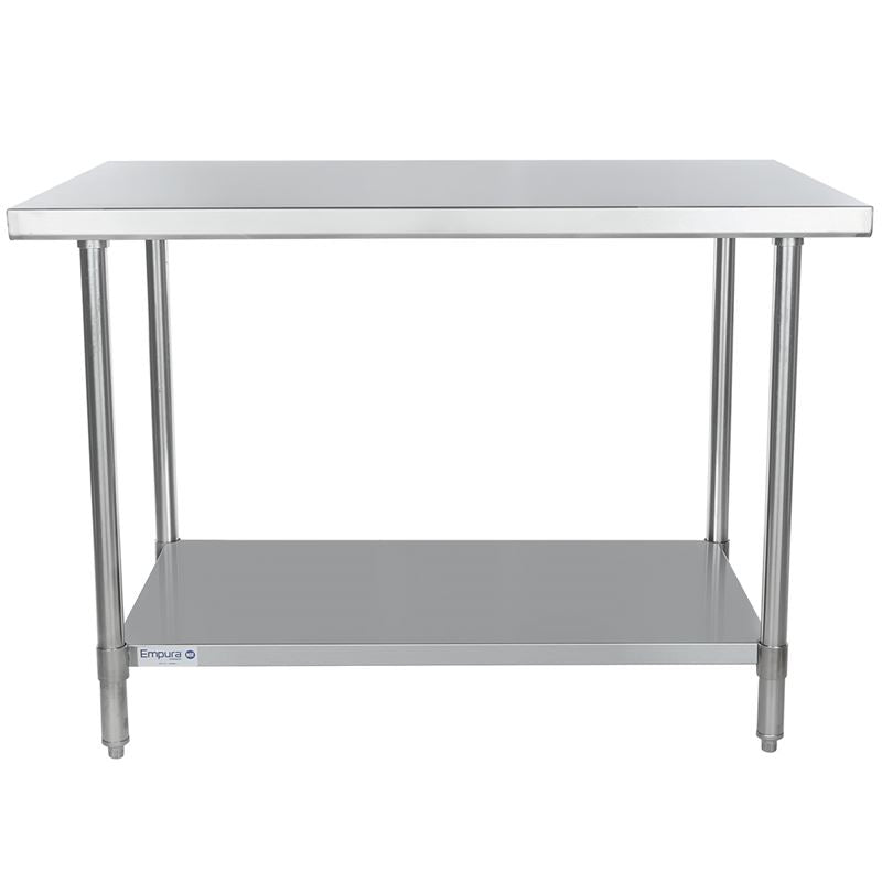 48" x 30" Super Duty Work Table 16 Gauge 304 Stainless Steel with Stainless Steel Legs and Undershelf, NSF Work Table, 40" - 48", Stainless Steel Top Empura