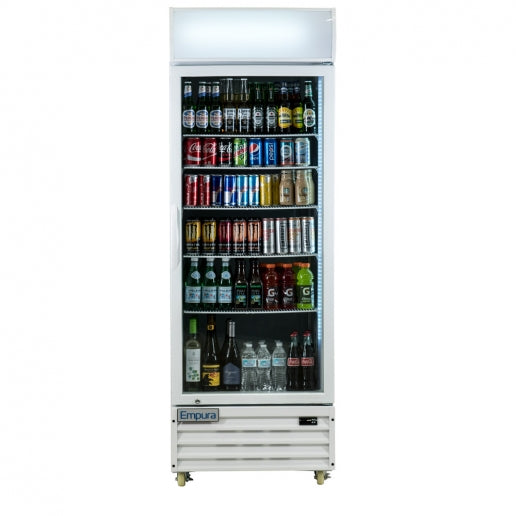 28" White Swing Commercial Glass Door Merchandiser Refrigerator - 21 cu ft Refrigerator, Merchandiser Empura