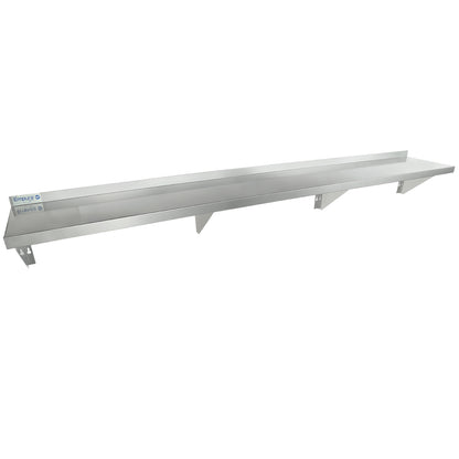 84" x 12" 18 Gauge Stainless Steel Standard Duty Wall Shelf, NSF Shelving, Wall Mounted Empura