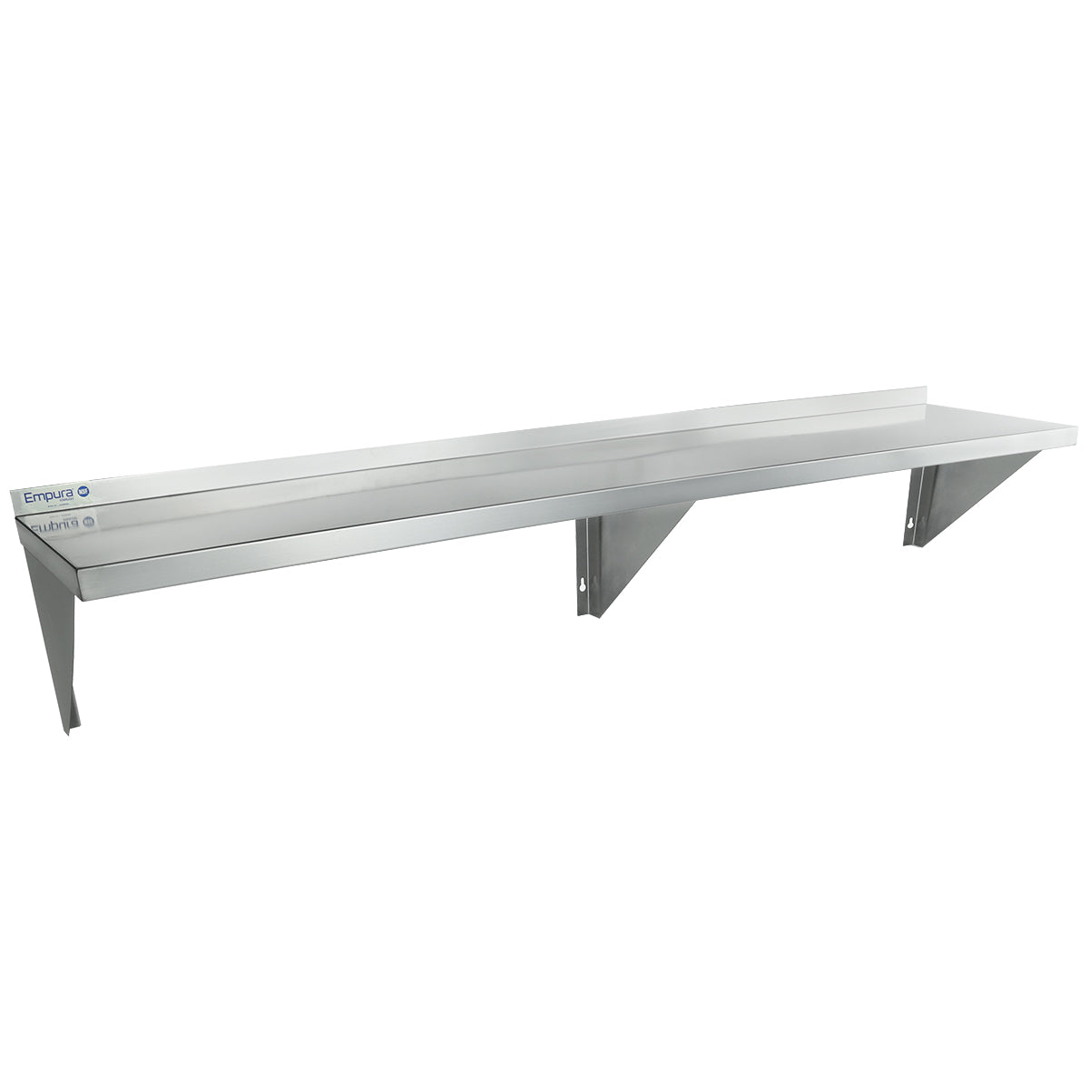 72" x 15" 18 Gauge Stainless Steel Standard Duty Wall Shelf, NSF Shelving, Wall Mounted Empura