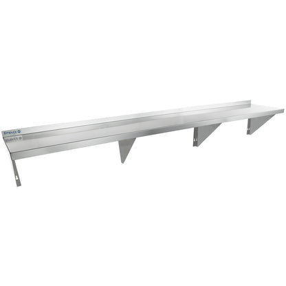 84" x 15" 18 Gauge Stainless Steel Standard Duty Wall Shelf, NSF Shelving, Wall Mounted Empura