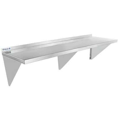 60" x 18" 16 Gauge Stainless Steel Heavy Duty Wall Shelf, NSF Shelving, Wall Mounted Empura